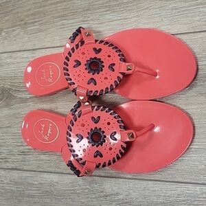 Jack Rogers Hot Pink and Navy Blue Georgica Jelly Sandals Size 6